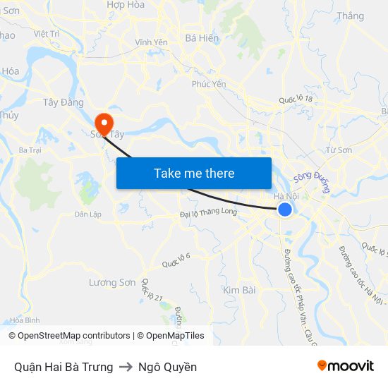 Quận Hai Bà Trưng to Ngô Quyền map