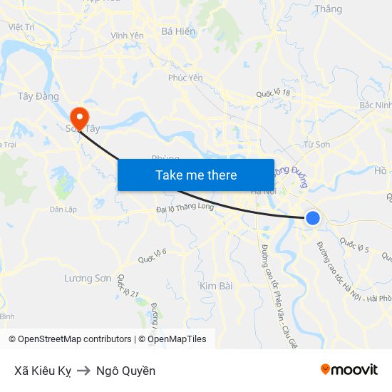 Xã Kiêu Kỵ to Ngô Quyền map