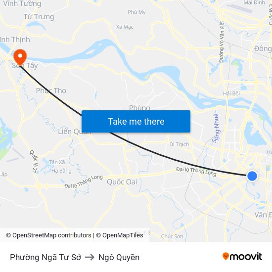 Phường Ngã Tư Sở to Ngô Quyền map