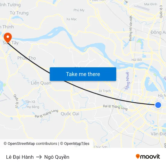 Lê Đại Hành to Ngô Quyền map