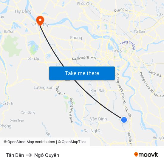 Tân Dân to Ngô Quyền map