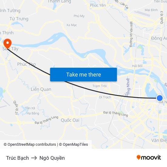 Trúc Bạch to Ngô Quyền map