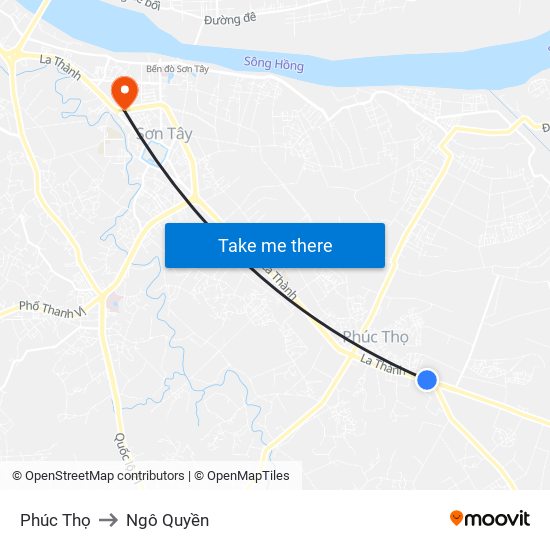 Phúc Thọ to Ngô Quyền map
