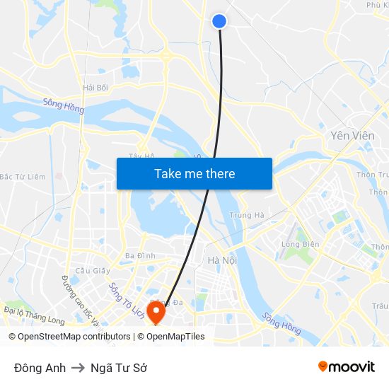 Đông Anh to Ngã Tư Sở map