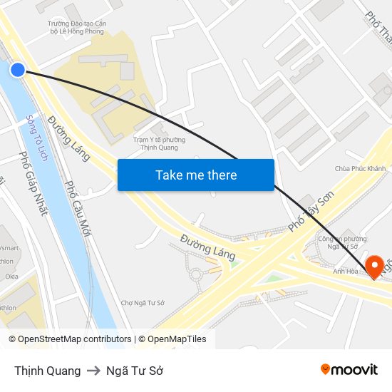 Thịnh Quang to Ngã Tư Sở map