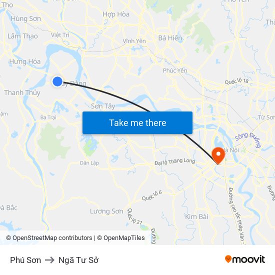 Phú Sơn to Ngã Tư Sở map