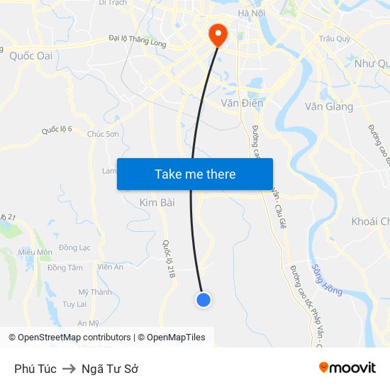 Phú Túc to Ngã Tư Sở map