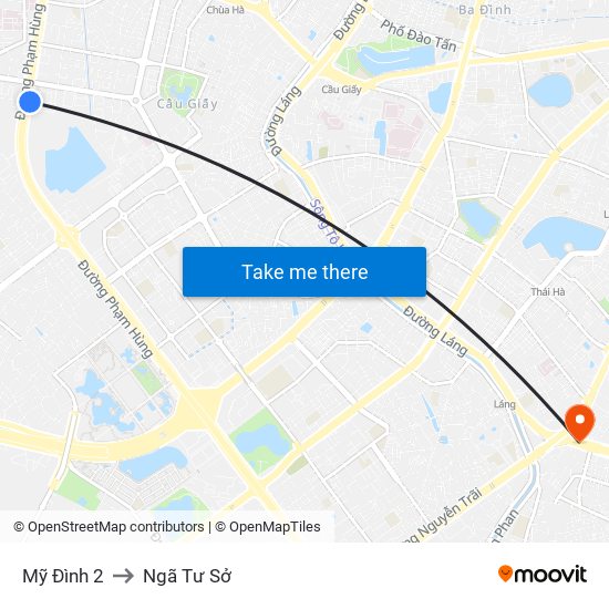 Mỹ Đình 2 to Ngã Tư Sở map
