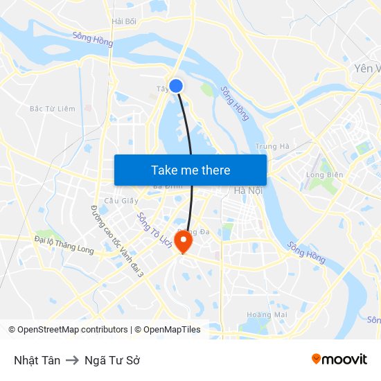 Nhật Tân to Ngã Tư Sở map