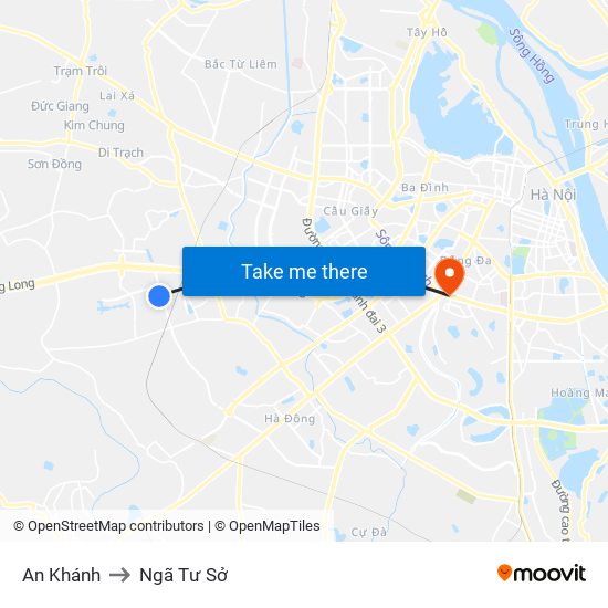 An Khánh to Ngã Tư Sở map