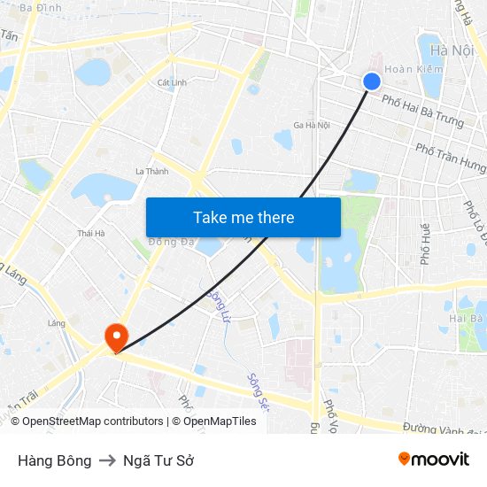 Hàng Bông to Ngã Tư Sở map
