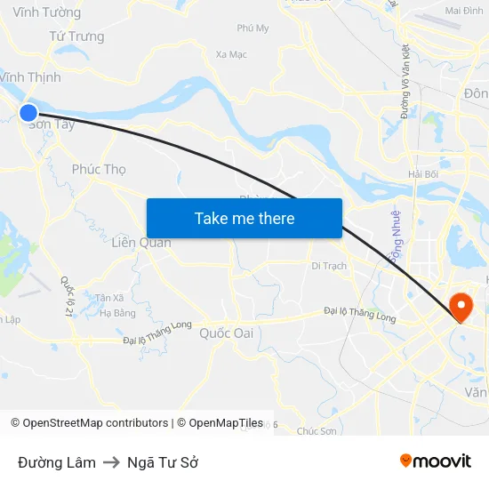 Đường Lâm to Ngã Tư Sở map