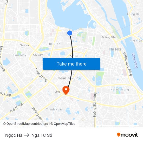 Ngọc Hà to Ngã Tư Sở map
