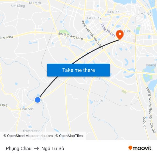 Phụng Châu to Ngã Tư Sở map