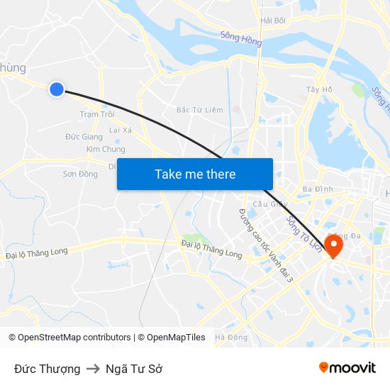 Đức Thượng to Ngã Tư Sở map