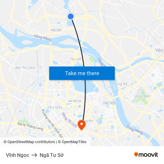 Vĩnh Ngọc to Ngã Tư Sở map