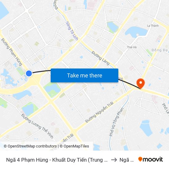 Ngã 4 Phạm Hùng - Khuất Duy Tiến (Trung Tâm Hội Nghị Quốc Gia) to Ngã Tư Sở map