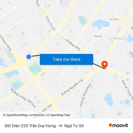 Đối Diện 220 Trần Duy Hưng to Ngã Tư Sở map