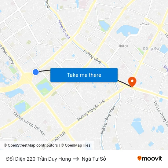 Đối Diện 220 Trần Duy Hưng to Ngã Tư Sở map