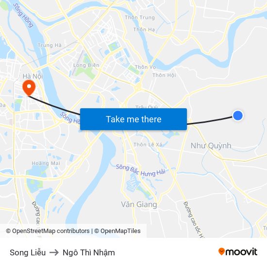 Song Liễu to Ngô Thì Nhậm map