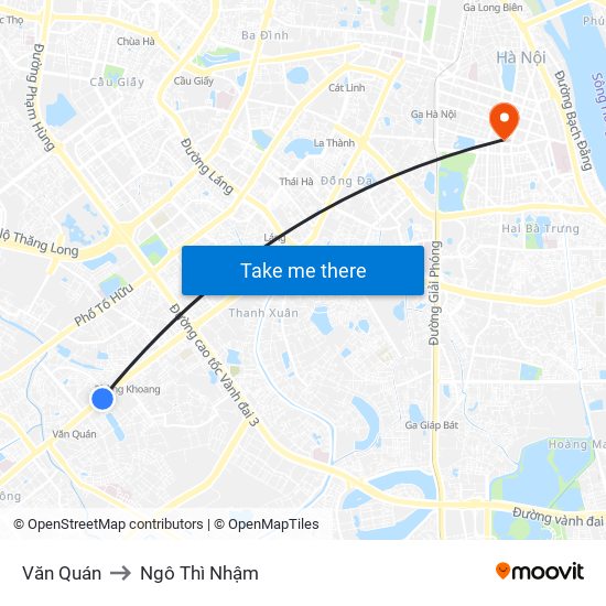 Văn Quán to Ngô Thì Nhậm map