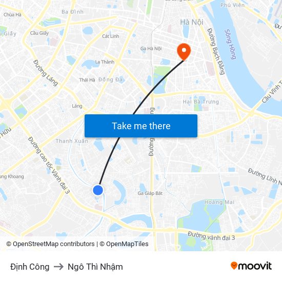 Định Công to Ngô Thì Nhậm map