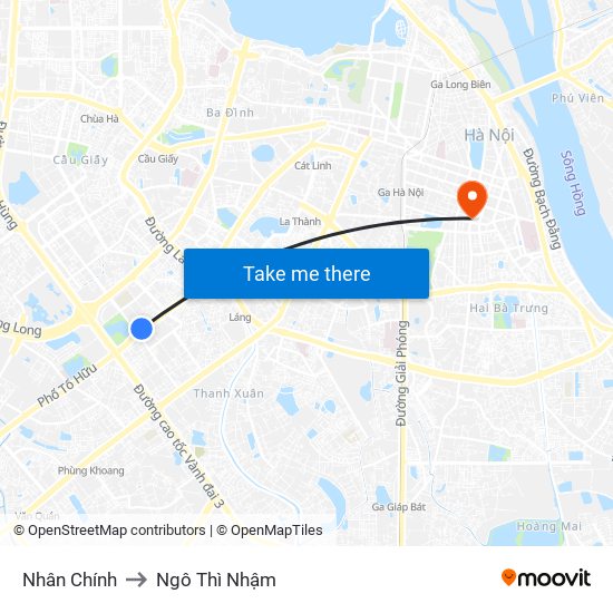 Nhân Chính to Ngô Thì Nhậm map