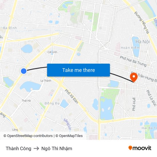Thành Công to Ngô Thì Nhậm map