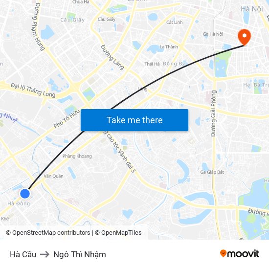 Hà Cầu to Ngô Thì Nhậm map