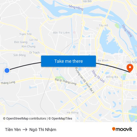 Tiền Yên to Ngô Thì Nhậm map