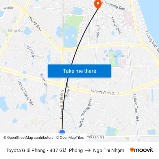 Toyota Giải Phóng - 807 Giải Phóng to Ngô Thì Nhậm map