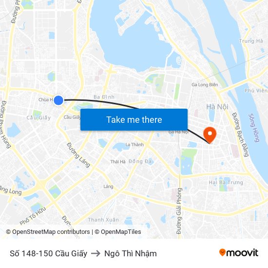 Số 148-150 Cầu Giấy to Ngô Thì Nhậm map