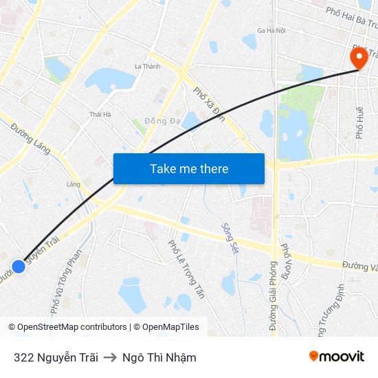 322 Nguyễn Trãi to Ngô Thì Nhậm map