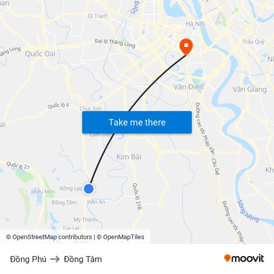 Đồng Phú to Đồng Tâm map