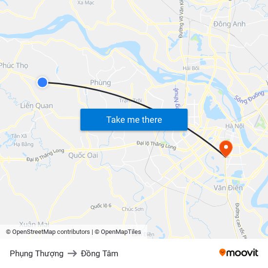 Phụng Thượng to Đồng Tâm map