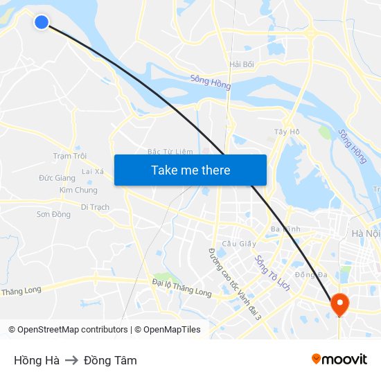 Hồng Hà to Đồng Tâm map