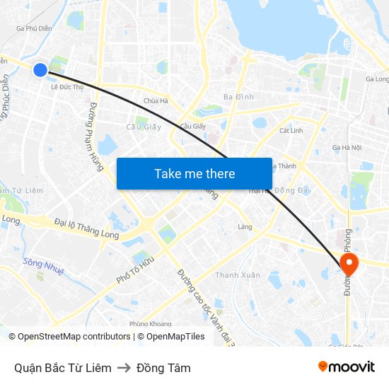 Quận Bắc Từ Liêm to Đồng Tâm map