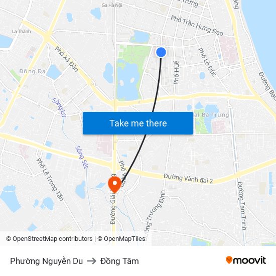 Phường Nguyễn Du to Đồng Tâm map