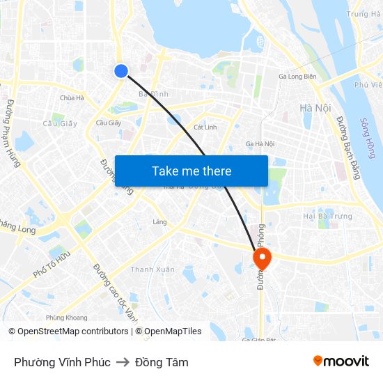 Phường Vĩnh Phúc to Đồng Tâm map