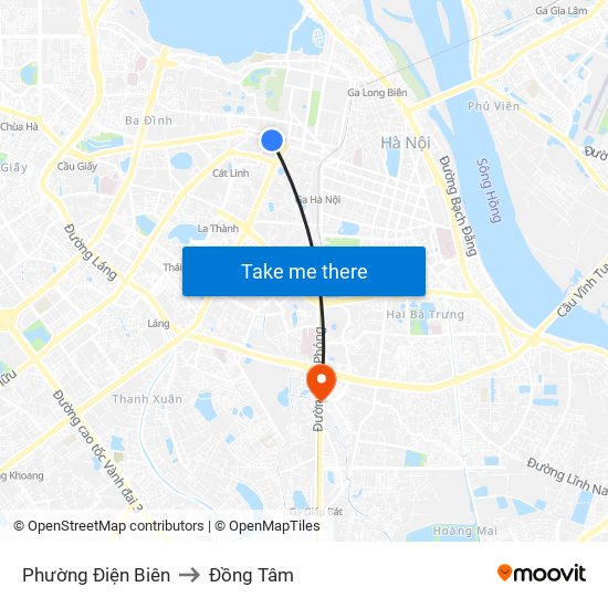 Phường Điện Biên to Đồng Tâm map