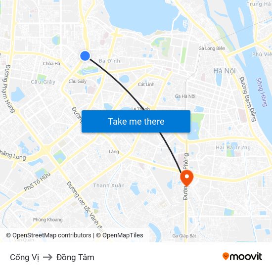 Cống Vị to Đồng Tâm map