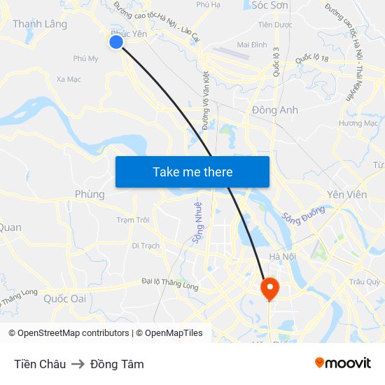 Tiền Châu to Đồng Tâm map