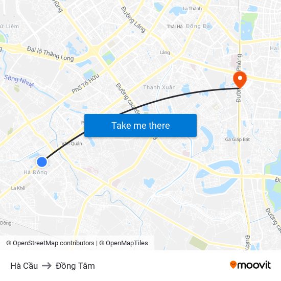 Hà Cầu to Đồng Tâm map