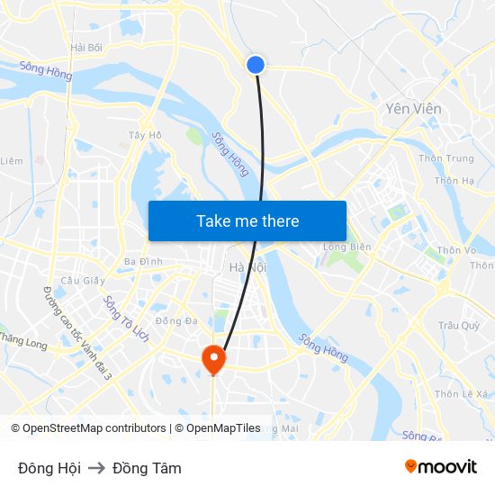 Đông Hội to Đồng Tâm map