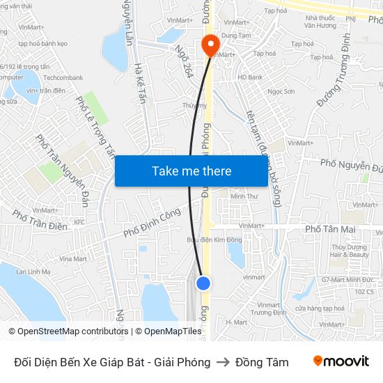 Đối Diện Bến Xe Giáp Bát - Giải Phóng to Đồng Tâm map