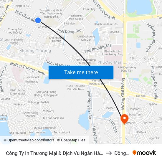 Số 10 Chùa Bộc - Học Viện Ngân Hàng to Đồng Tâm map