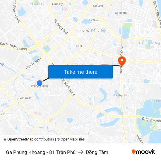 Ga Phùng Khoang - 81 Trần Phú to Đồng Tâm map