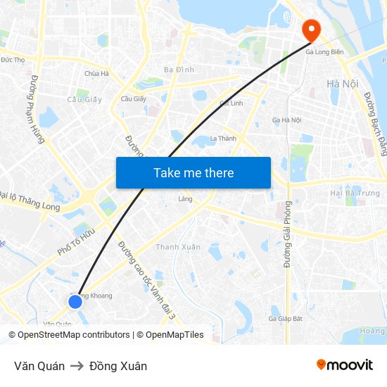 Văn Quán to Đồng Xuân map