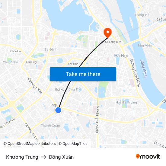 Khương Trung to Đồng Xuân map