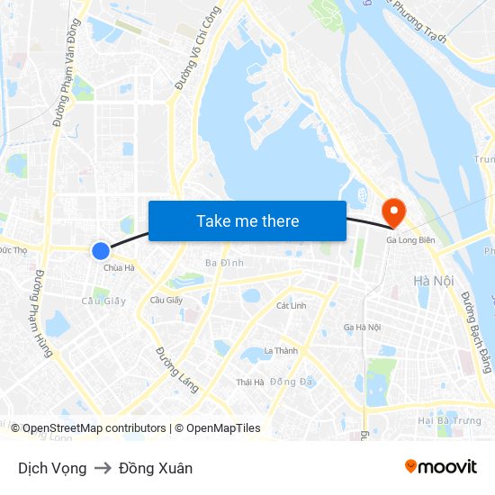 Dịch Vọng to Đồng Xuân map